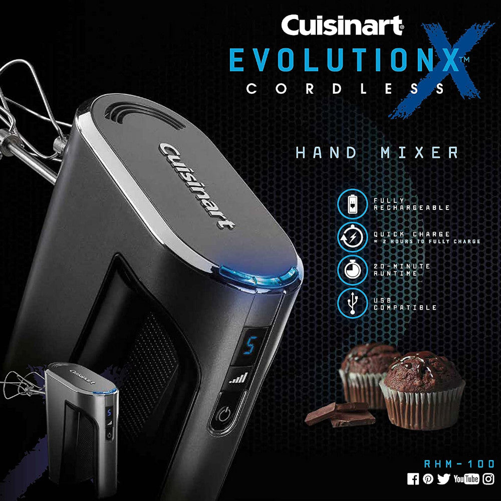 CUISINART EvolutionX Cordless Hand Mixer - Refurbished with Cuisinart Warranty - RHM-100