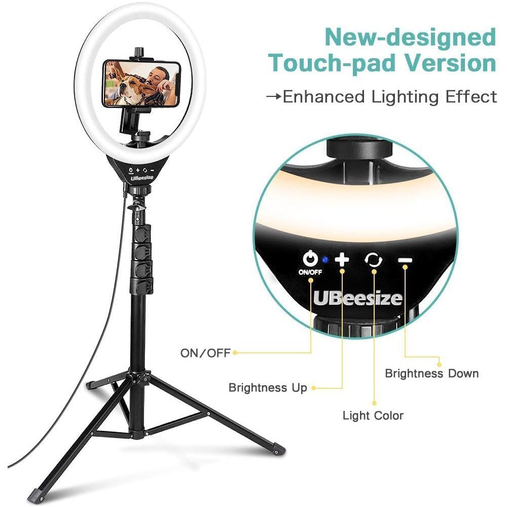 UBEESIZE 10’’ Selfie Ring Light with 62" Stand and Phone holder with Bluetooth shutter