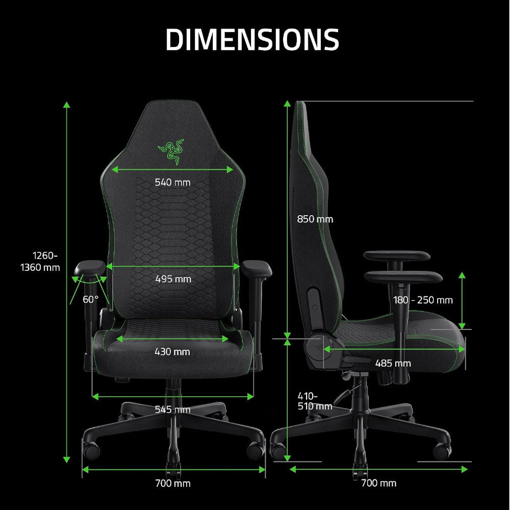 RAZER OFFICAL OUTLET - RZ38-05310100 Iskur V2 X Gaming Chair Black - Razer Renewed