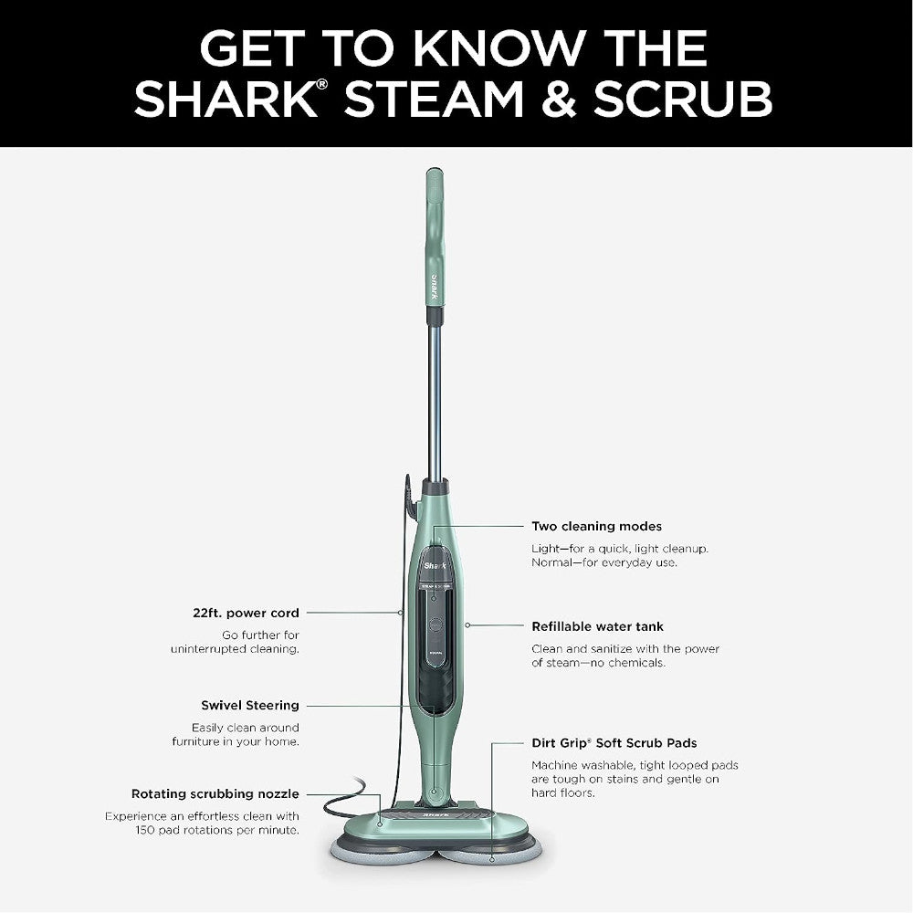 SHARK S7000C Steam & Scrub All-in-One Scrubbing and Sanitizing Hard Floor Steam Mop - Factory serviced with 90 day warranty