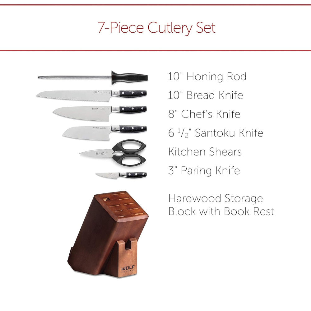 Wolf Gourmet WGCU100S 7 Piece Cutlery Knife Set- Blemished Package with Full Warranty