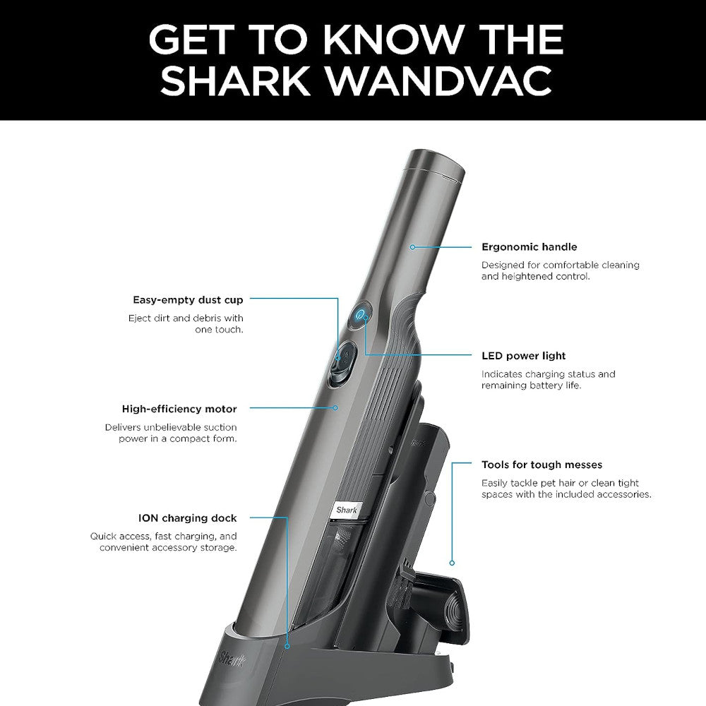 Aspirateur à main SHARK WANDVAC - Remis à neuf avec la garantie Home Essentials - WV201