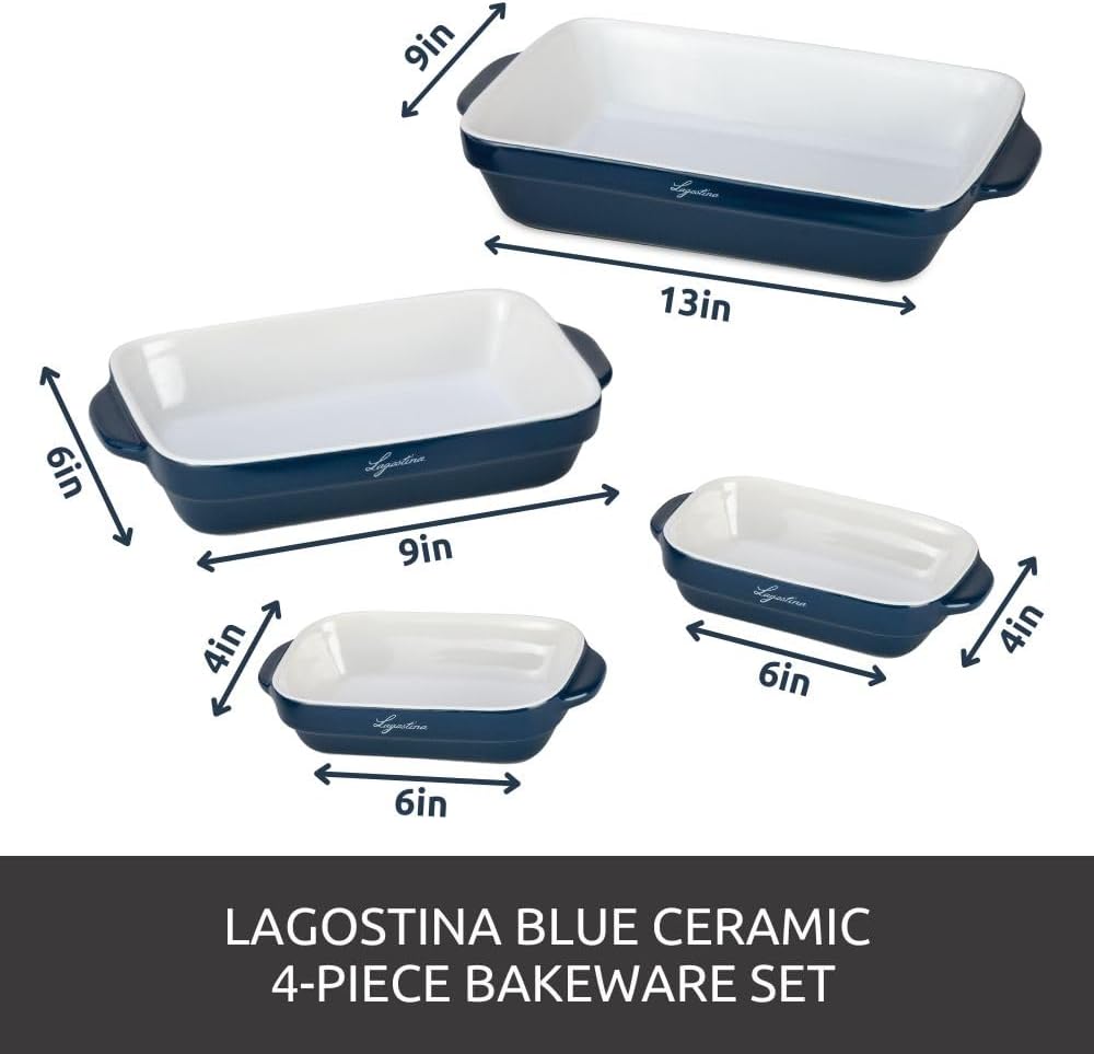 Ensemble de 4 moules à pâtisserie en céramique bleue LAGOSTINA L913411404B