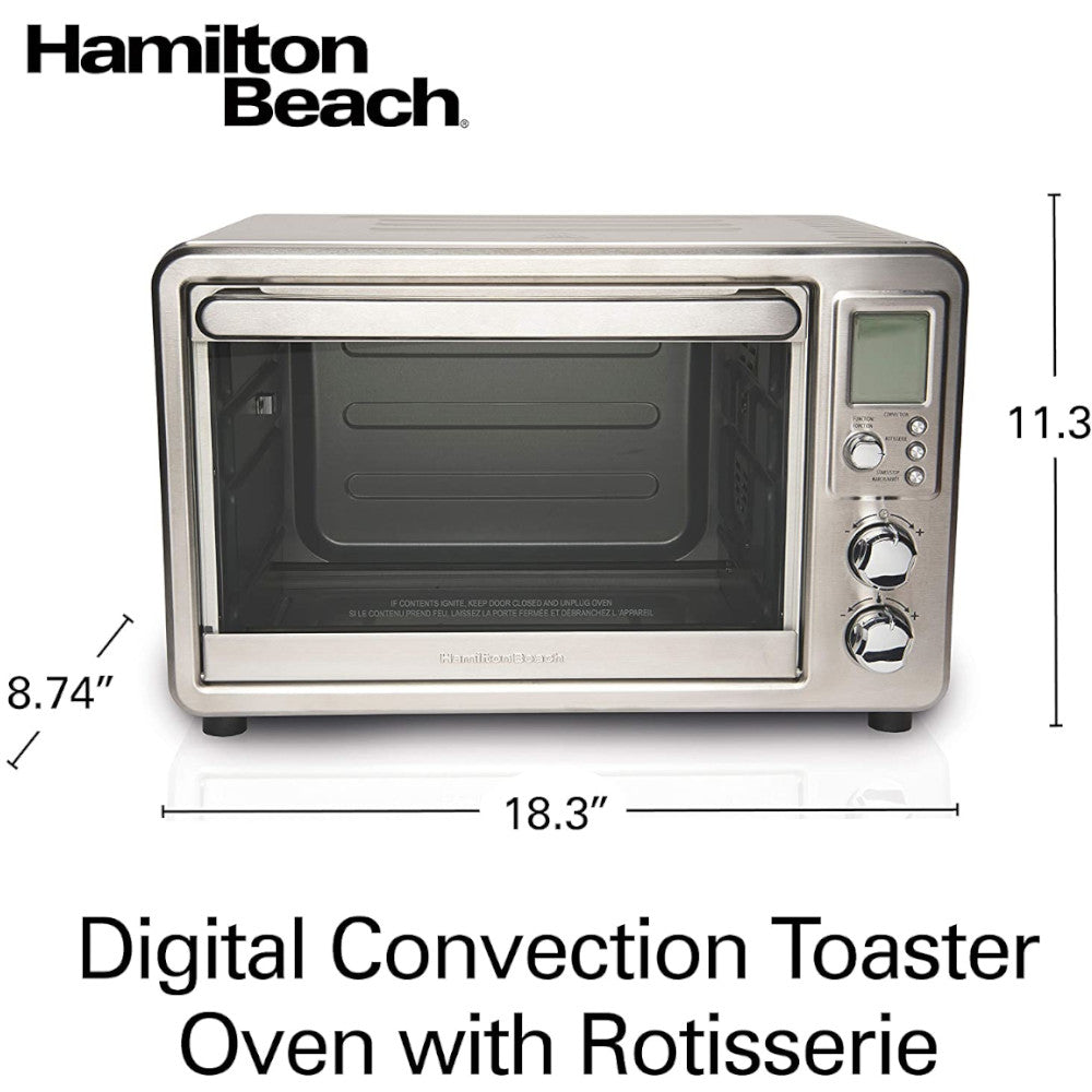 HAMILTON BEACH Four grille-pain numérique et à convection en acier inoxydable - Remis à neuf avec garantie complète du fabricant - 31190C