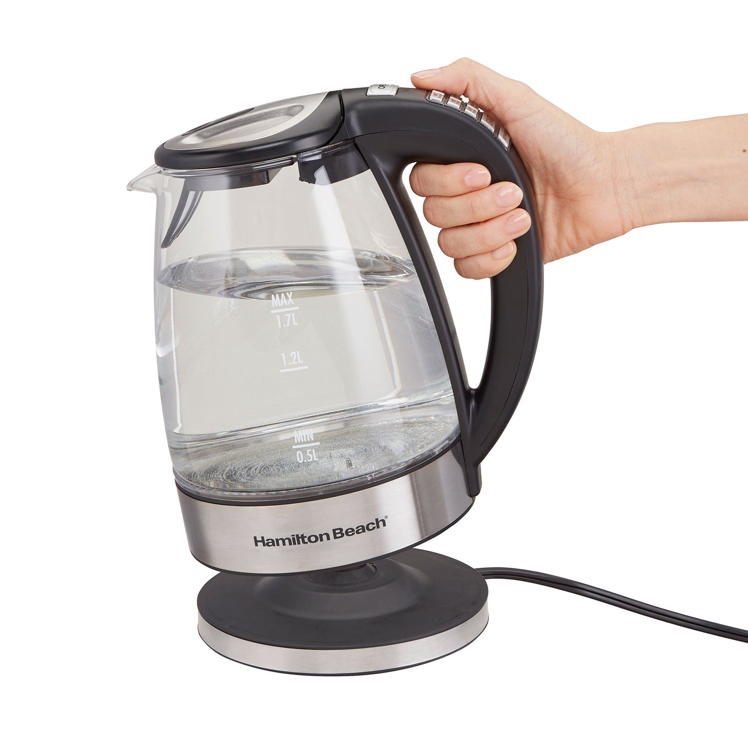 HAMILTON BEACH Bouilloire électrique sans fil en verre avec 6 réglages de température réglables programmables - 40941C