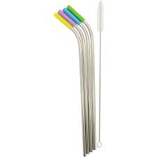 STARFRIT Pailles réutilisables à pointe courbée en acier inoxydable, paquet de 4 - 0807220060000