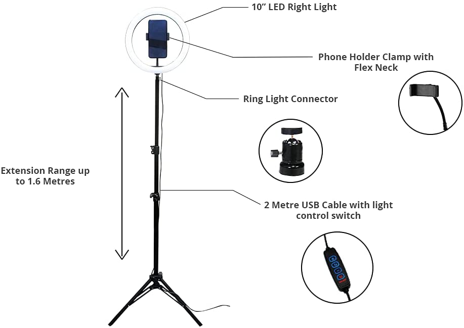 IFOCUS Anneau lumineux de 10 pouces avec mini trépied - 86870 
