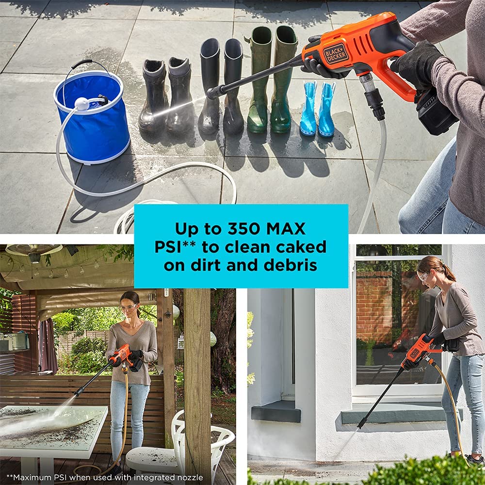 BLACK+DECKER 20V MAX Pressure Washer, 350 PSI - BCPW350C1