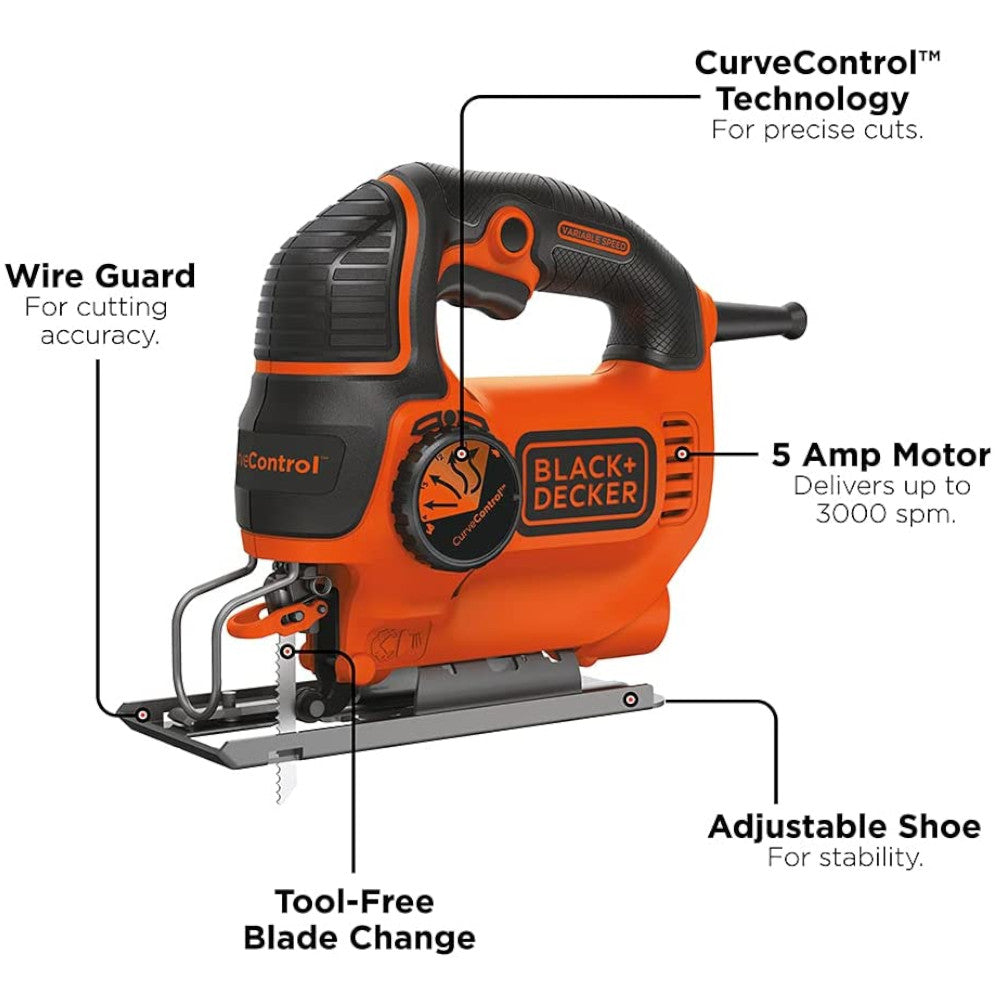 Scie sauteuse BLACK+DECKER, Smart Select, 5,0 A - BDEJS600C