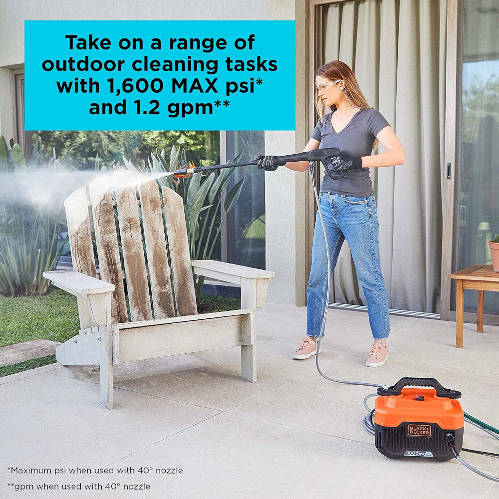Nettoyeur haute pression électrique à eau froide BLACK+DECKER, 1 600 PSI MAX - BEPW1600