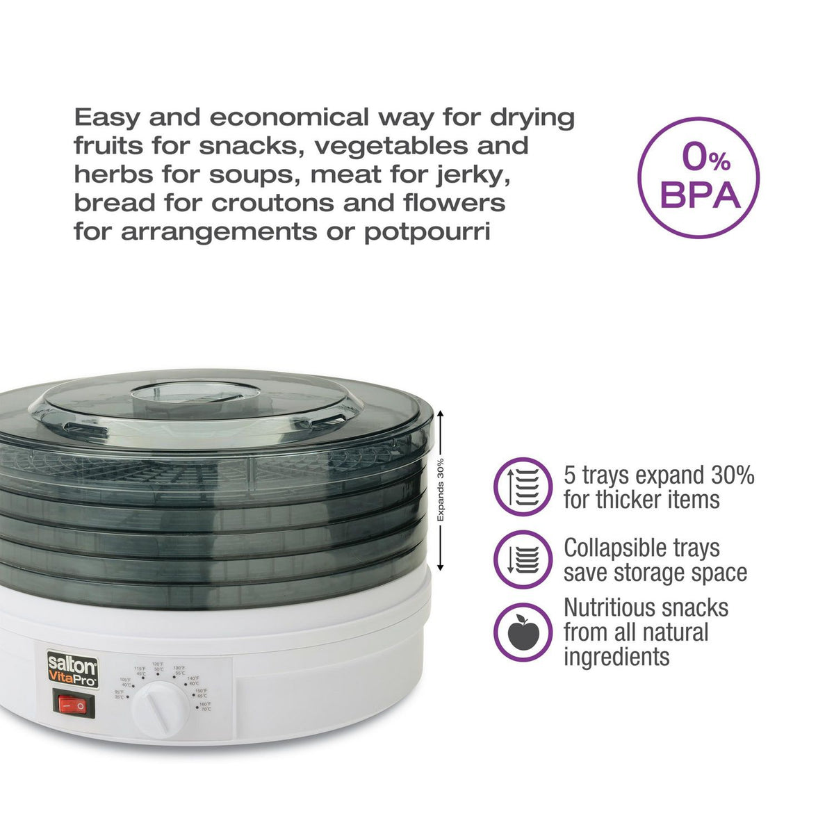 Déshydrateur alimentaire SALTON VitaPro - DH1454