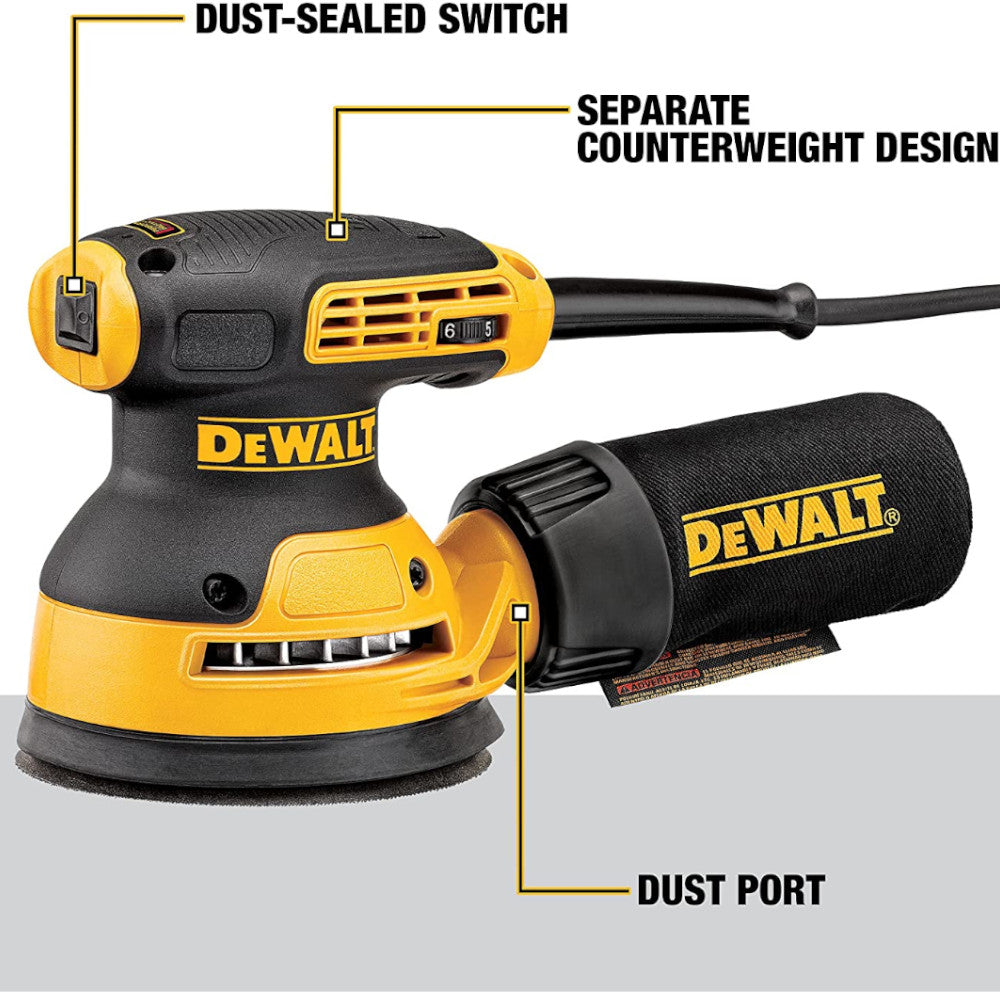 Ponceuse orbitale aléatoire DEWALT, vitesse variable, 5 pouces - Remis à neuf avec garantie Dewalt - DWE6423