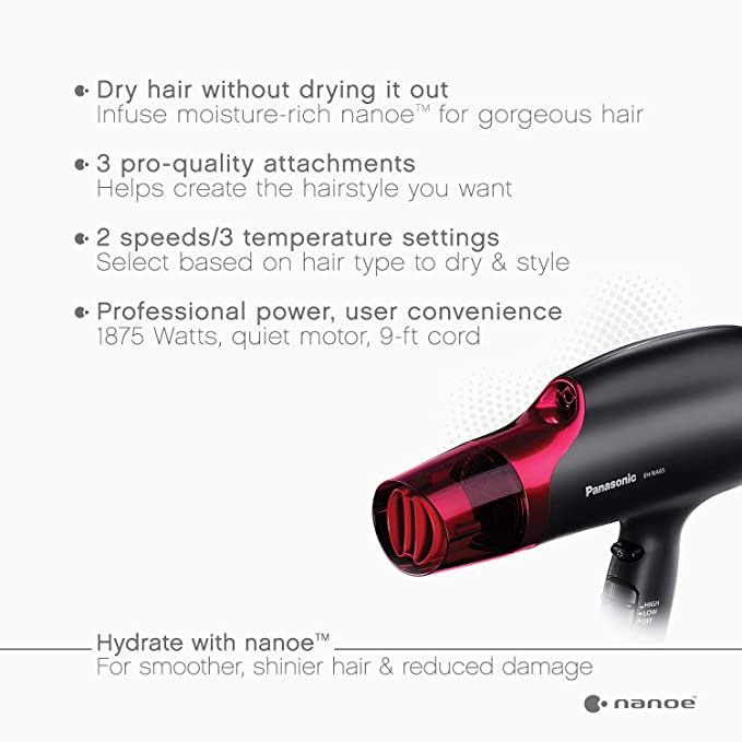 Sèche-cheveux professionnel PANASONIC Nanoe - Reconditionné avec la garantie Home Essentials - EH-NA65K