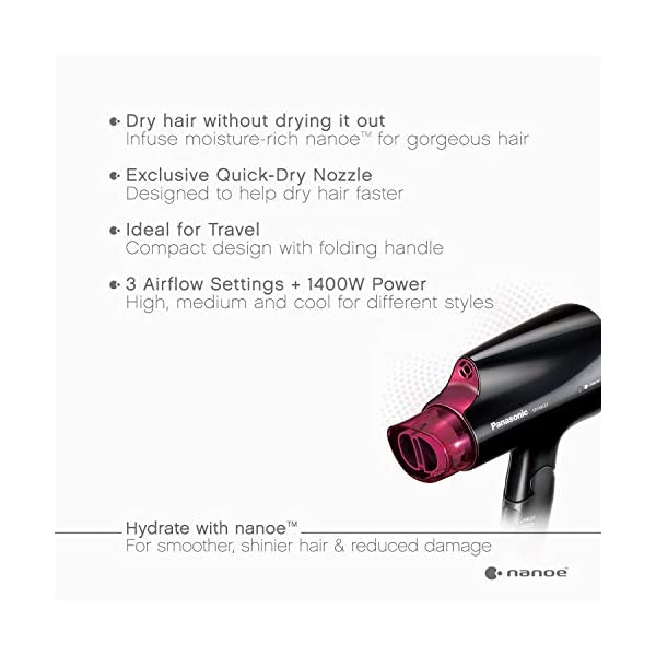 PANASONIC Nanoe Compact Travel Hair Dryer -  Refurbished with Home Essentials warranty - EH-NA27