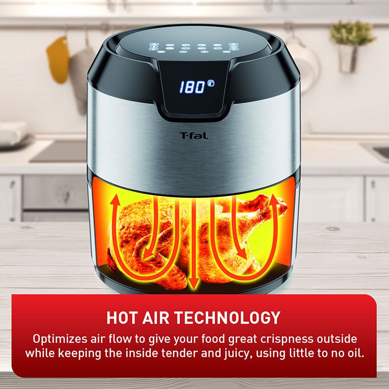 Friteuse à air Prestige numérique en acier inoxydable T-FAL 4,2 L - Emballage imparfait avec garantie complète - EY403D50