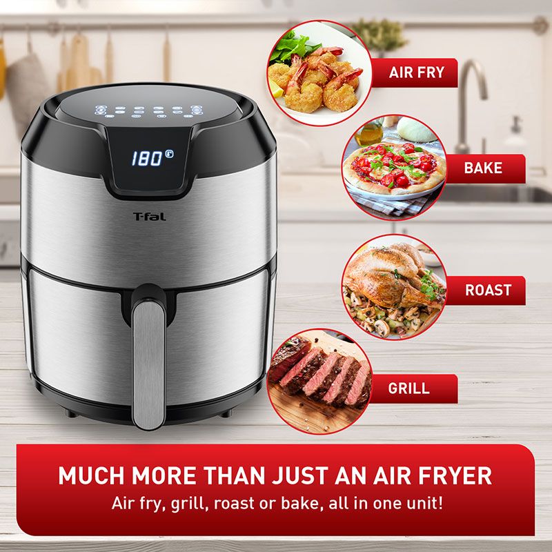 T-FAL 4.2L Digital Stainless Steel Prestige Air Fryer - Blemished package with full warranty - EY403D50