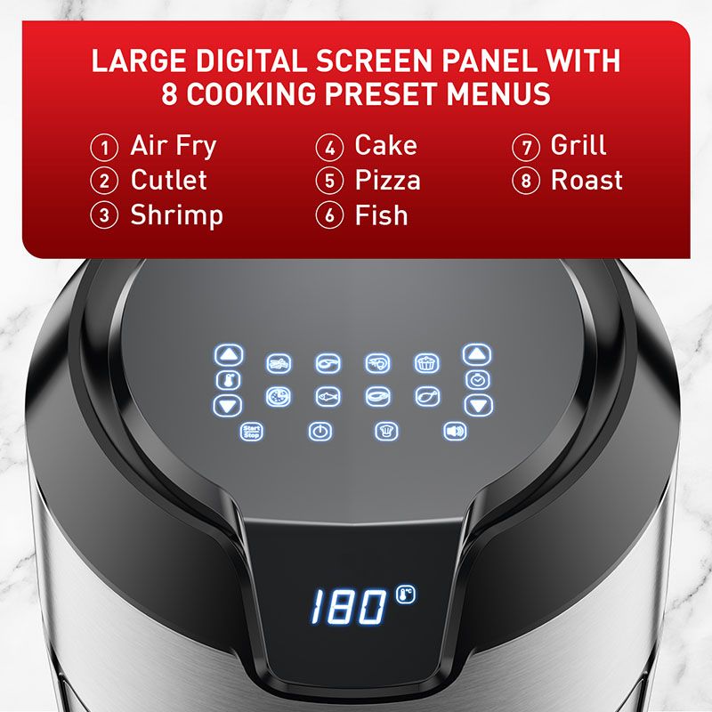 Friteuse à air Prestige numérique en acier inoxydable T-FAL 4,2 L - Emballage imparfait avec garantie complète - EY403D50