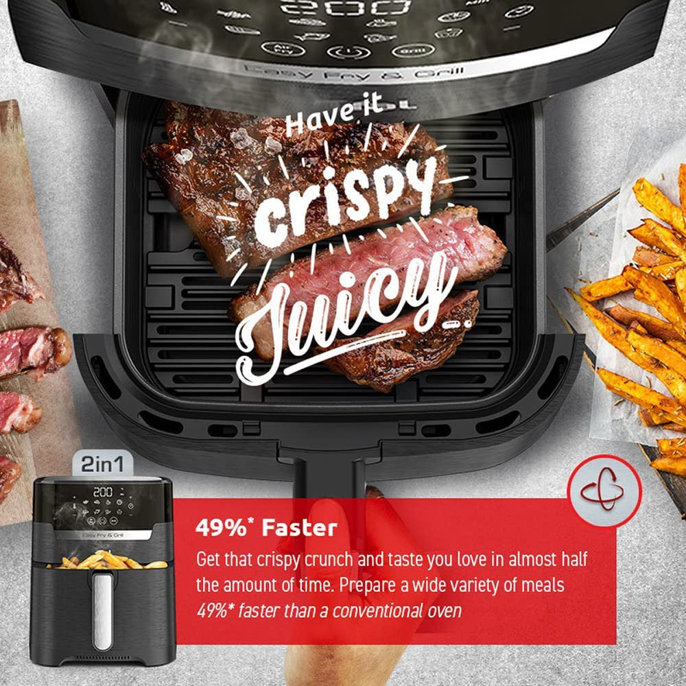 Friteuse à air et grill T-FAL Easy Fry 2 en 1 XL - Emballage défectueux avec garantie complète - EY505850