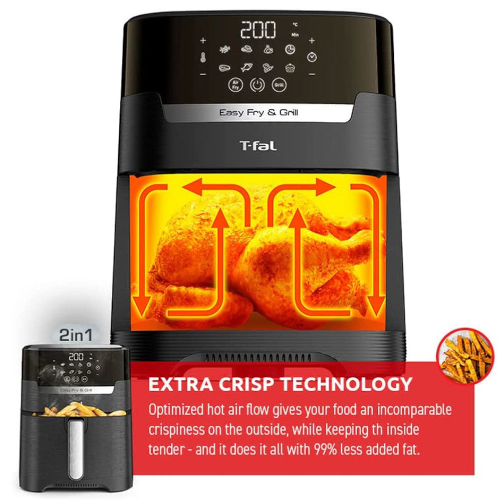 Friteuse à air et grill T-FAL Easy Fry 2 en 1 XL - Emballage défectueux avec garantie complète - EY505850