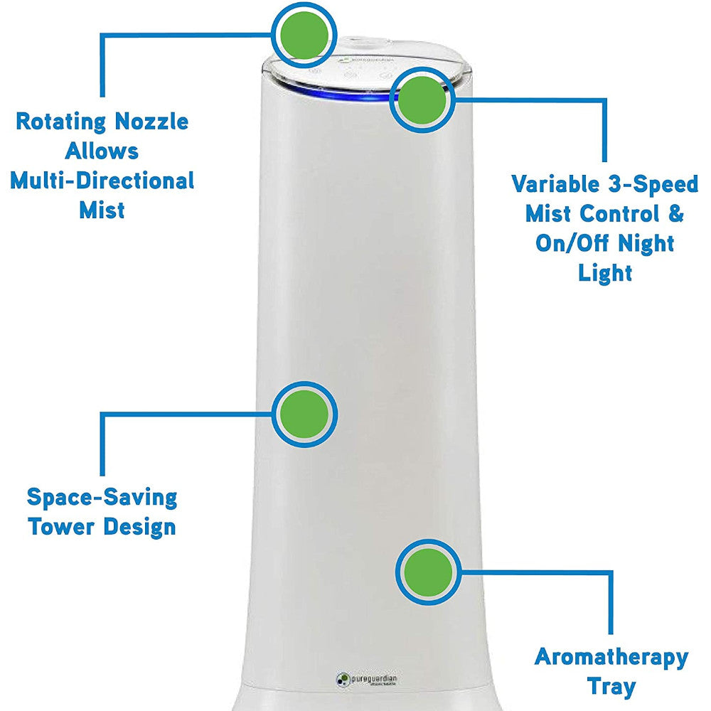 Humidificateur ultrasonique à brume fraîche PURE GUARDIAN - Remis à neuf avec la garantie Home Essentials - H3200WAR