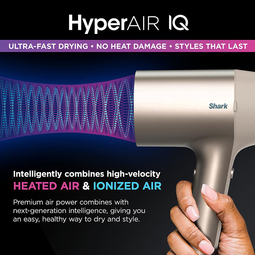SHARK Sèche-cheveux HyperAIR à séchage rapide avec concentrateur IQ 2 en 1 - Entretenu en usine avec la garantie Home Essentials - HD102C