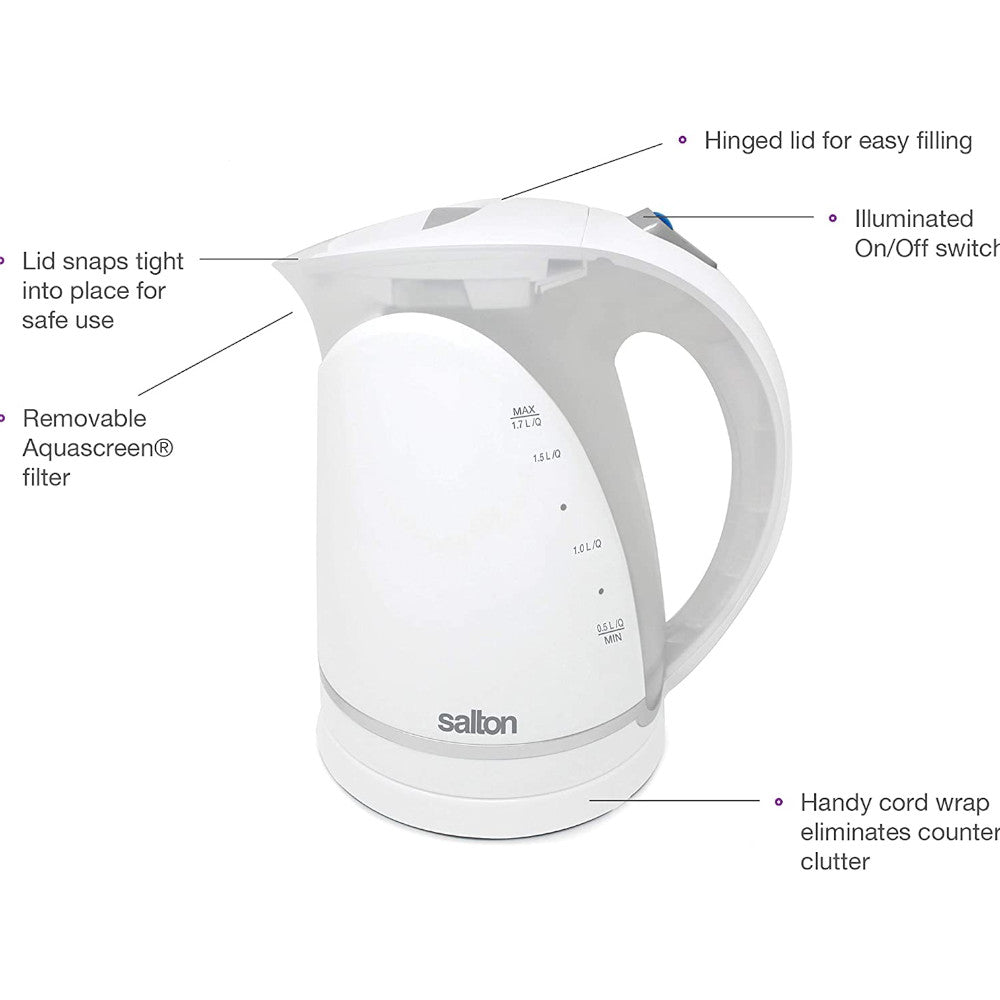 SALTON Cordless Electric Kettle, Water Boiler and Tea Heater - JK1648W