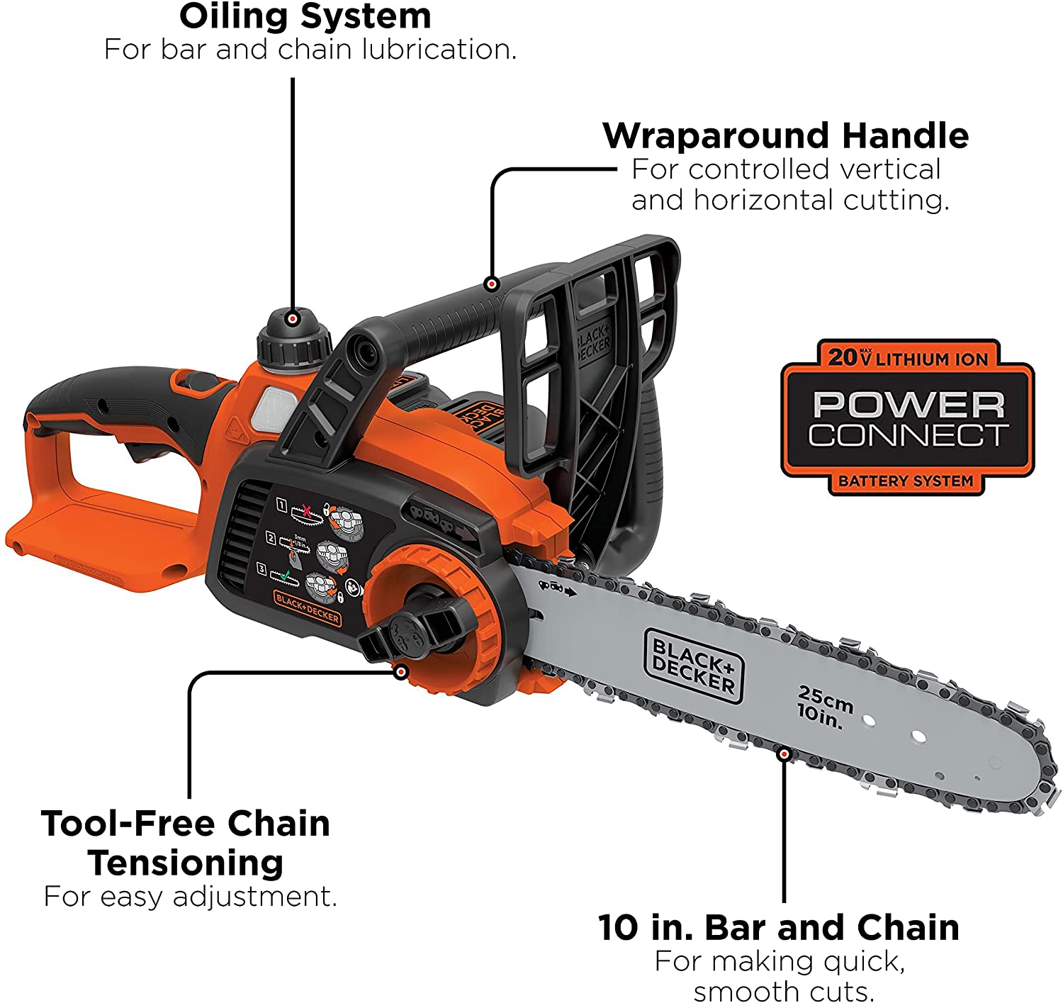 BLACK+DECKER 20v Lithium Chain Saw - Refurbished with Full Manufacturer Warranty - LCS1020