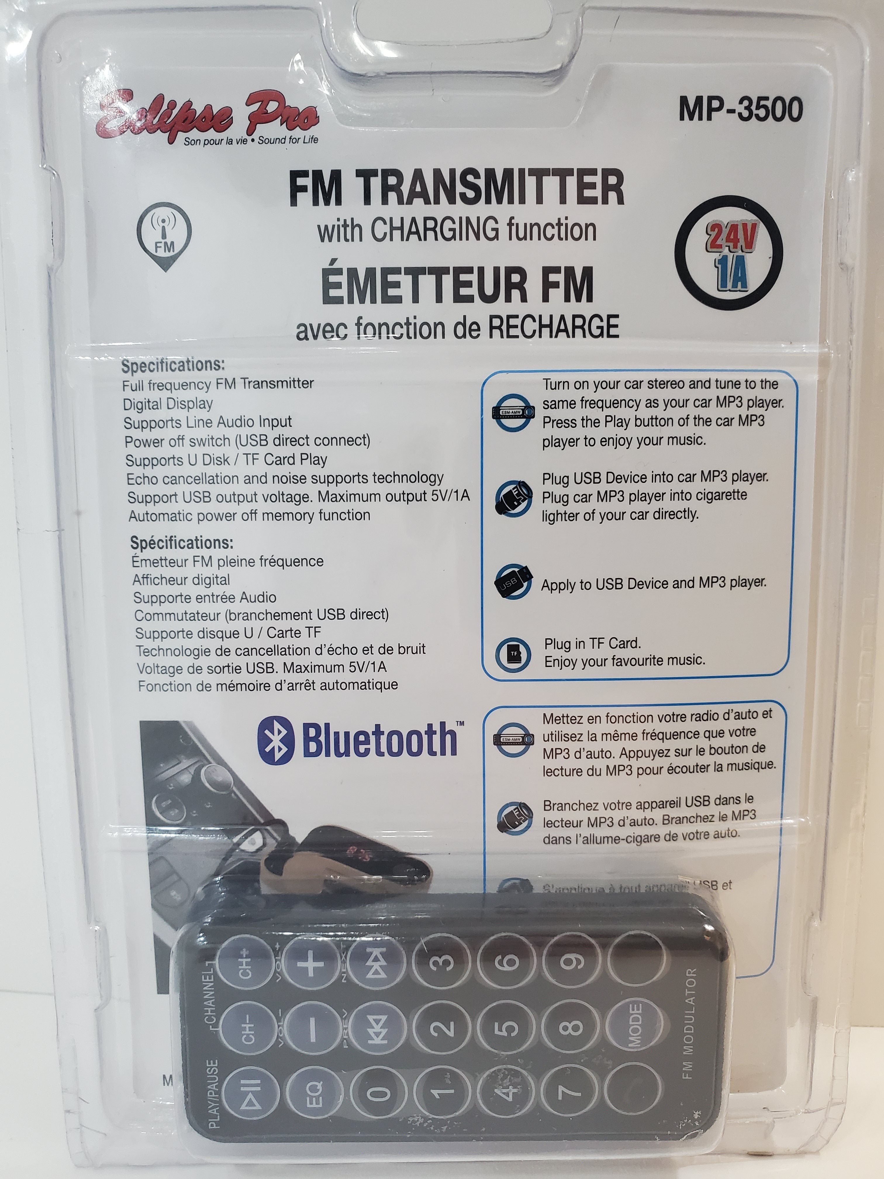 ECLIPSE PRO 8 in 1 FM Transmitter with Charging Function - MP-3500