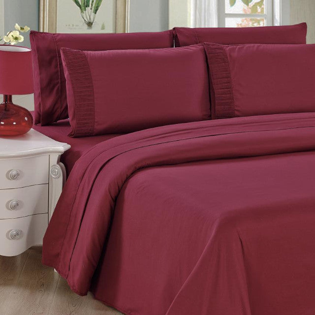 BAMBOO LIVING 6PC Queen Sheet Set Burgundy - SS6PCQBU