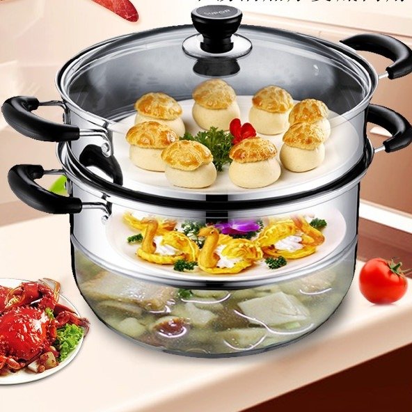 SUPOR Cuiseur Vapeur 2 Etages Inox 26 Cm - Emballage Tacheté avec Garantie Complète - SZ26B5C