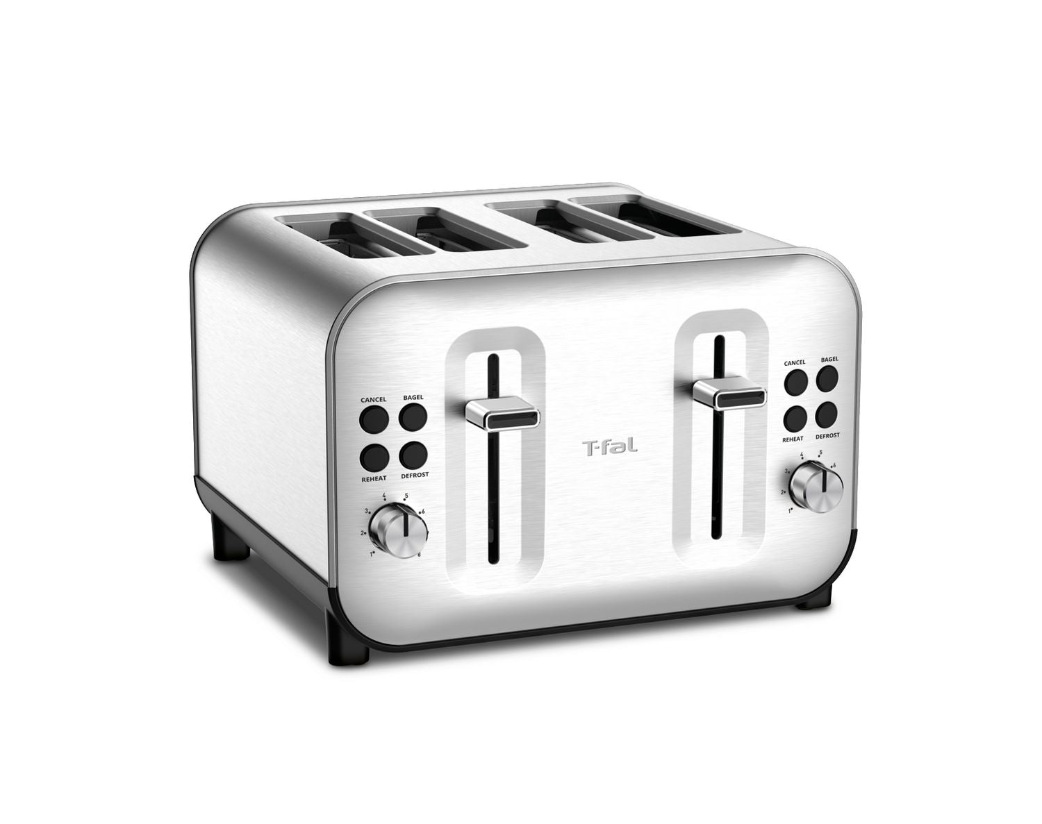 Grille-pain à 4 tranches en acier inoxydable T-FAL Element - Emballage défectueux avec garantie complète - TF684D50 